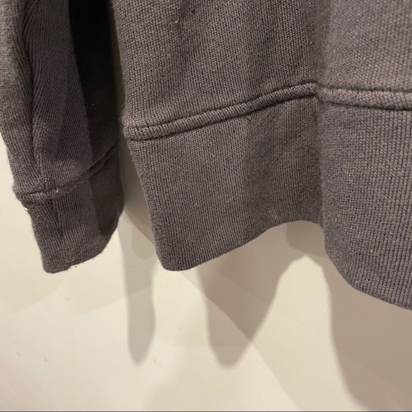 North Face mens heavyweight collared sweatshirt waffle fabric lined  Sz L Gray - Picture 8 of 13